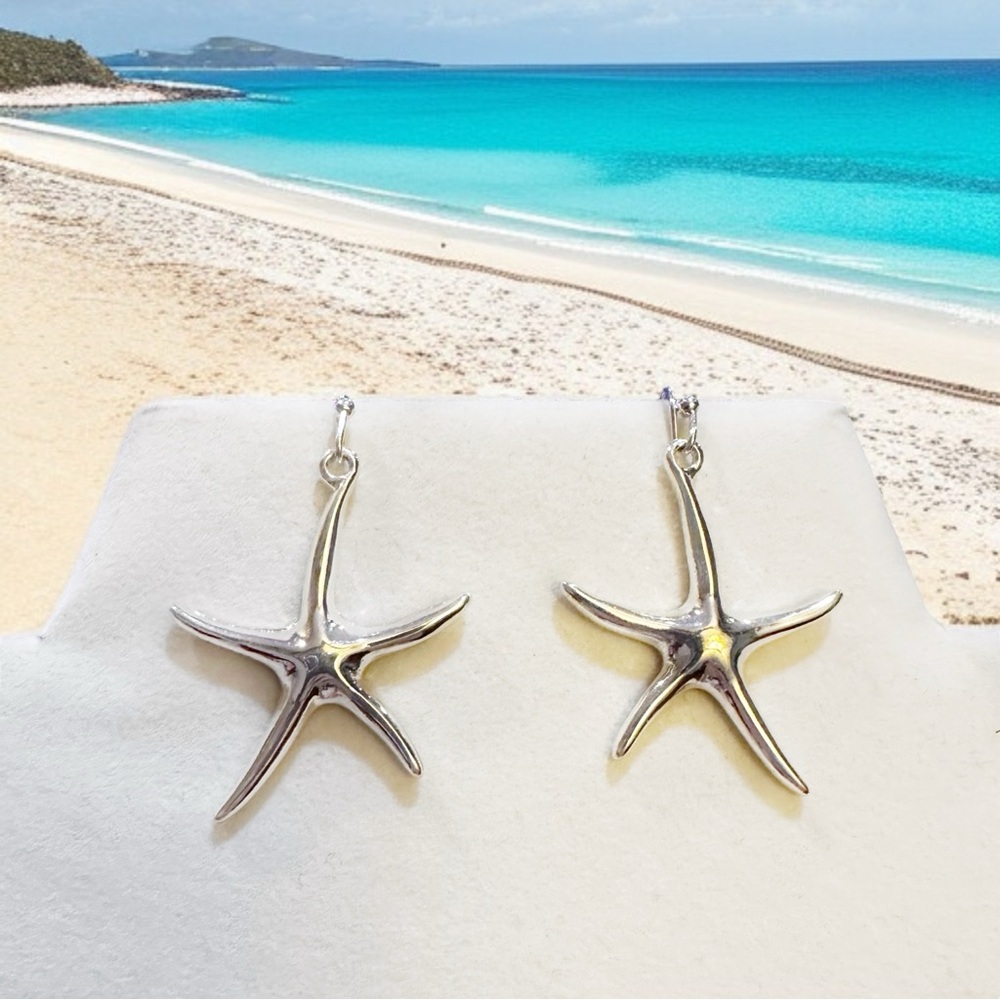 Unbranded Starfish Silver Nautical Beachy Statement Earrings